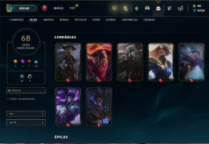 Unranked com 100 Champs e 68 Skins - League of Legends LOL