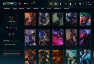 Unranked com 100 Champs e 68 Skins - League of Legends LOL