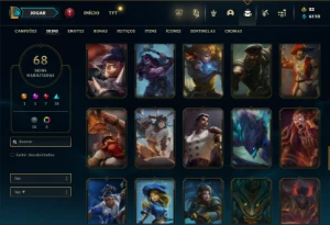 Unranked com 100 Champs e 68 Skins - League of Legends LOL