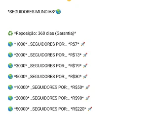 seguidores Mundial - Redes Sociais