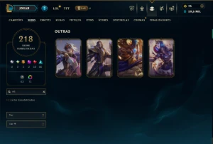 Ouro 4 com TODOS os Champs e 218 Skins ( MAIN SUP ) - League of Legends LOL