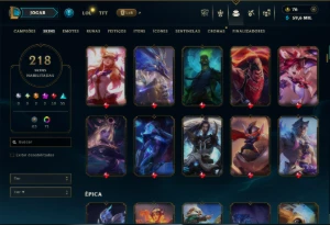Ouro 4 com TODOS os Champs e 218 Skins ( MAIN SUP ) - League of Legends LOL