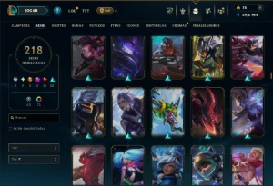 Ouro 4 com TODOS os Champs e 218 Skins ( MAIN SUP ) - League of Legends LOL