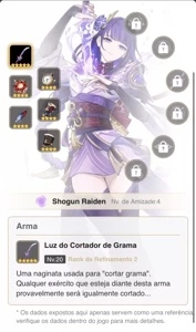 [Queima de estoque🔥]Raiden + Cortador de Grama Refino 2 - Genshin Impact