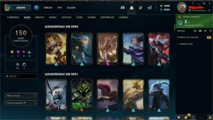 CONTA (EX OURO 4), COM 147 CAMPEÕES E 140 SKINS LVL 324 - League of Legends LOL