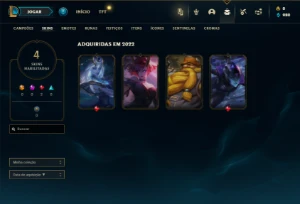 Unranked com 30 Champs e 4 Skins + 2 Fragmentos - League of Legends LOL