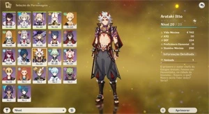Conta Genshin - Arataki Itto 5* e Jean 5* AR 33 - Genshin Impact