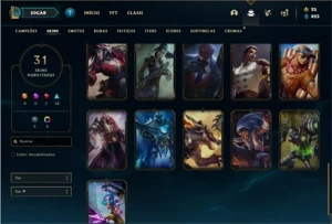 Conta bronze 1 com 62 Champs e 31 Skins + 2 Fragmentos - League of Legends LOL