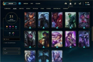 Conta bronze 1 com 62 Champs e 31 Skins + 2 Fragmentos - League of Legends LOL
