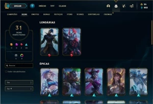Conta bronze 1 com 62 Champs e 31 Skins + 2 Fragmentos - League of Legends LOL