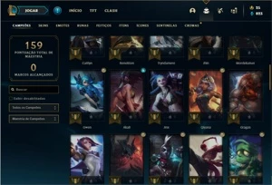Conta bronze 1 com 62 Champs e 31 Skins + 2 Fragmentos - League of Legends LOL