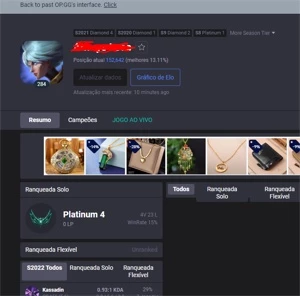 conta plat 4 ex d4 - League of Legends LOL