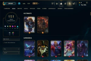 Ouro 1 com TODOS os Champs e 151 Skins ( SUP / TOP / ADC ) - League of Legends LOL