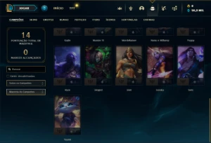 Mestre com 26 Champs e 2 Skins + 11 Fragmentos - League of Legends LOL