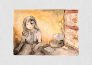 Aquarela Original Boneca A3 - Sem Moldura