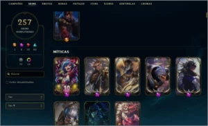 CONTA LOL 257 SKINS PLATINA - League of Legends