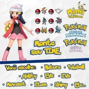 6 Pokémon customizados Shiny Monte Seu Time - Diamond Pearl