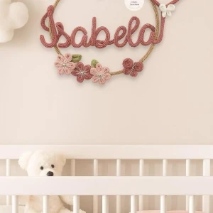Porta Maternidade Laço, Coração e Flores Tricotin - Artesanato e Personalizados
