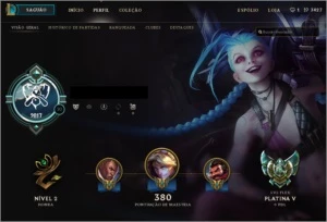 Conta League of Legends - Platina V Flex - Ouro IV Solo LOL