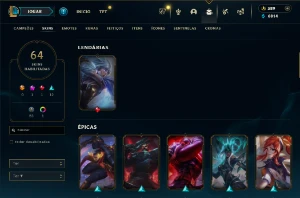CONTA LOL- LVL 152 - 126 Champions - 64 Skins - FULL ACESSO - League of Legends