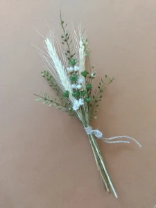 Mini Buquê com Trigo e Sempre-viva para Convites - Artesanato e Personalizados