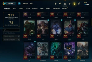 Conta Unranked com 70 Champs e 46 Skins (Ex Bronze) - League of Legends LOL