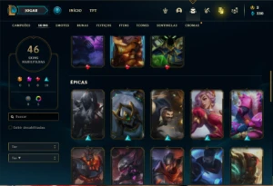 Conta Unranked com 70 Champs e 46 Skins (Ex Bronze) - League of Legends LOL