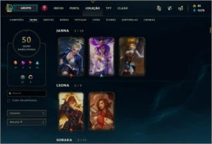 Conta de League of Leagends lv 189 50 skins - League of Legends LOL