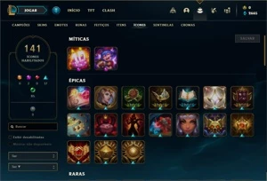 Conta prata 4 com TODOS os champs e 143 Skins - League of Legends LOL