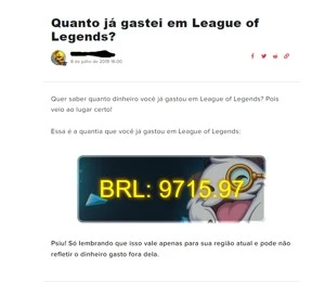 613 Skins,Todos os campeões, platina 1 na flex,9715R$ gastos - League of Legends LOL