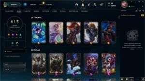 613 Skins,Todos os campeões, platina 1 na flex,9715R$ gastos - League of Legends LOL