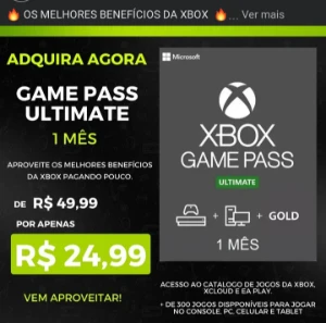 <span style='color: red;'>Xbox</span> Game Pass Ultimate 1 Mês
