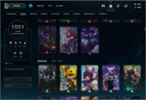 Conta LoL 1k+ skins, platina IV. - League of Legends