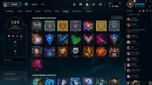 Conta de Lol de 2014, mais de 198 skins vários ícones e bord - League of Legends