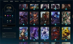 conta lol plat 4 muitas skins - League of Legends