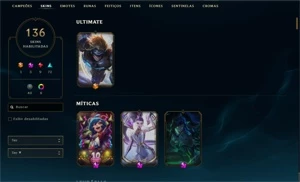 conta lol plat 4 muitas skins - League of Legends