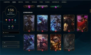 conta lol plat 4 muitas skins - League of Legends