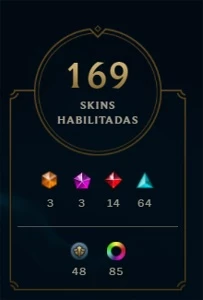 Conta Platina 1, com 169 skins, sendo 3 míticas, 140 "gemas" - League of Legends LOL