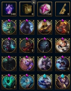 Conta Platina 1, com 169 skins, sendo 3 míticas, 140 "gemas" - League of Legends LOL