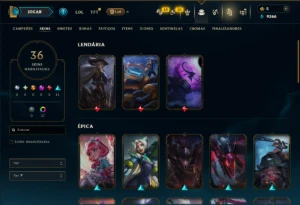 Diamante 4 com 110 Champs e 36 Skins - League of Legends LOL