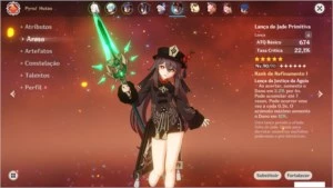 AR 55 HUTAO (c1), LANÇA DE JADE, SHENHE +4 CINCO ESTRELAS - Genshin Impact