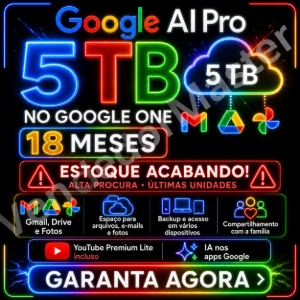 Google AI Pro 18m + 5TB Gdrive + VEO 3/FLOW | 30D Garantia - Inteligência Artificial