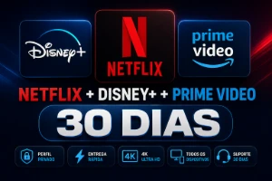 Netflix 4K Privada + Disney Plus + Prime Video - Assinaturas e Premium