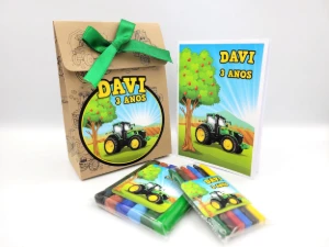 Kit Colorir e Modelar Trator com Sacola Kraft