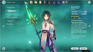Conta Genshin Impact AR 30 Xiao + Lança de Jade