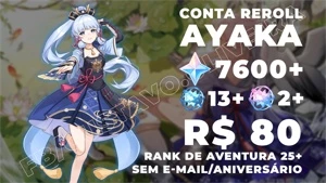 Conta reroll ayaka + 7600 gemas - Genshin Impact