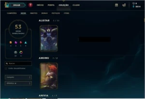 CONTA BORDA DIAMANTE TODOS CAMPEÕES 53 SKINS - League of Legends LOL