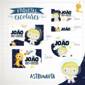 Etiquetas Escolares Astronauta Personalizadas - Kits - Artesanato e Personalizados