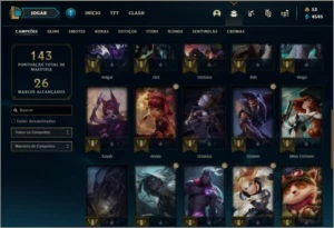 Conta ouro 4 com 27 skins e 34 champs - League of Legends LOL
