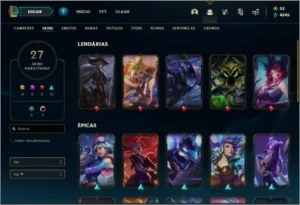 Conta ouro 4 com 27 skins e 34 champs - League of Legends LOL